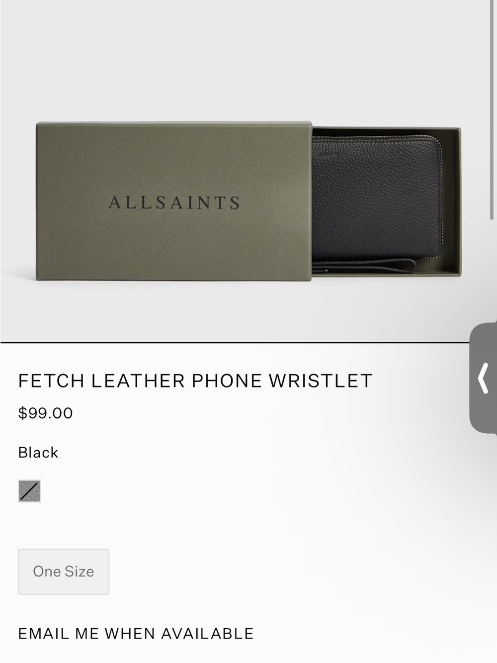 AllSaints Pebbled Leather Zip Wallet in Steel Gray
